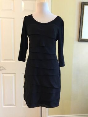 White House Black Market Black Tiered Ruffle Sheath Dress